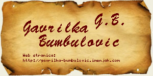 Gavrilka Bumbulović vizit kartica